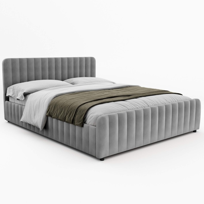 Łóżko tapicerowane z pojemnikiem SFG0167 160x200 Welur Szary #54