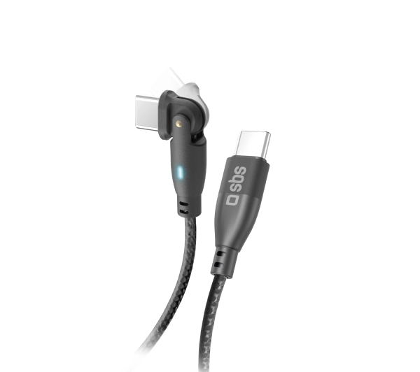 SBS USB-C do USB-C łamany 180° 60W 1m Czarny