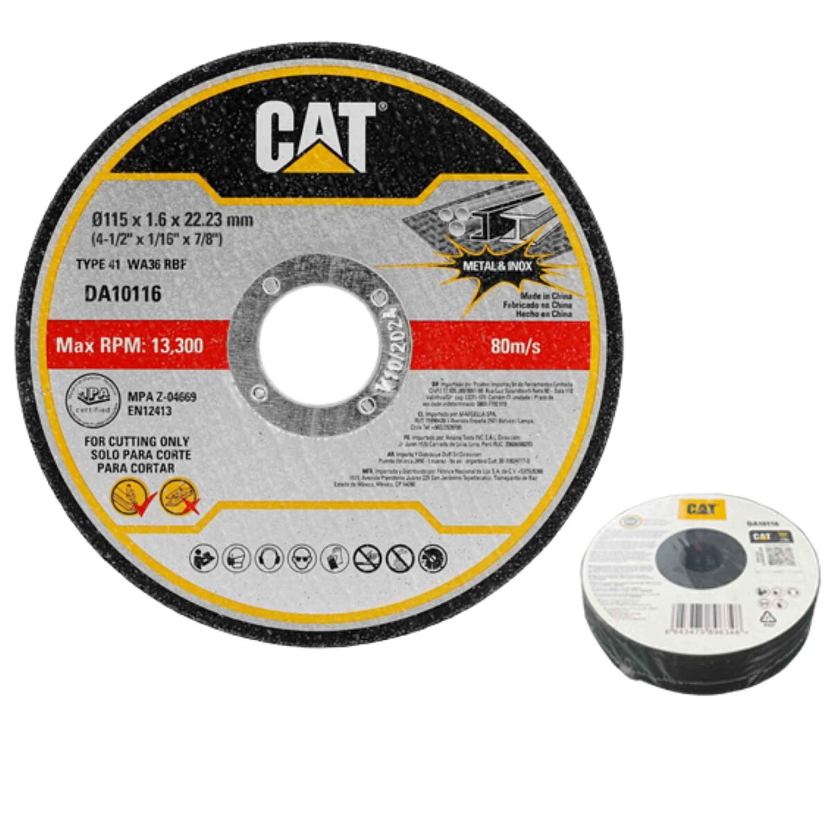 Tarcza do cięcia metalu CAT DA10116 x10