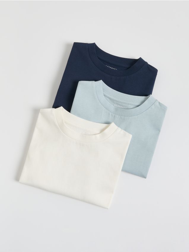 Reserved - Bawełniany t-shirt 3 pack - granatowy