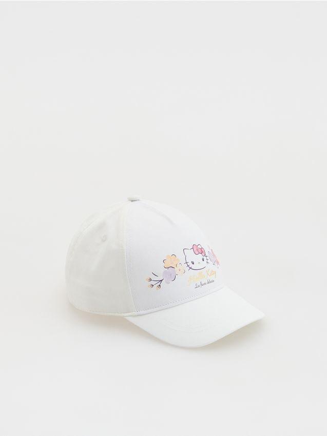 Reserved - Czapka z daszkiem Hello Kitty - złamana biel