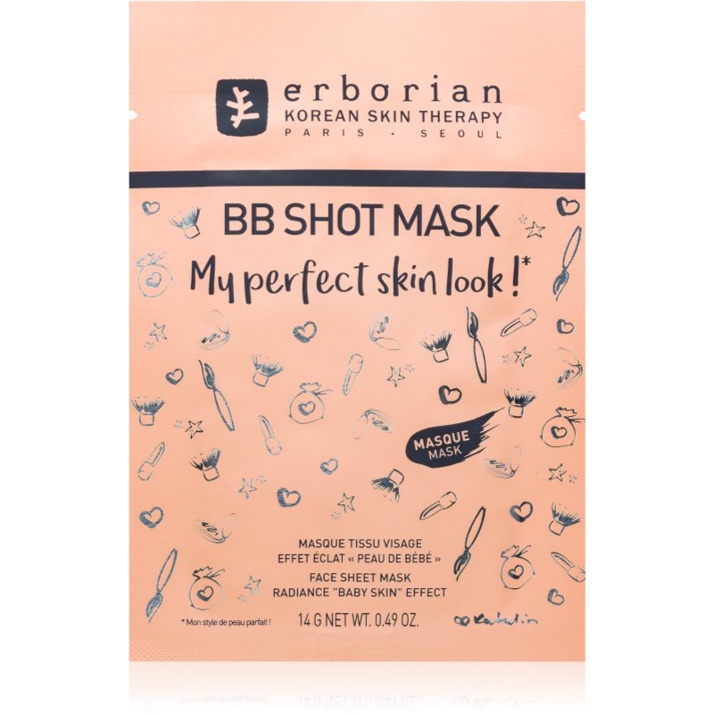 ERBORIAN BB Shot Mask - Maseczka z tkaniny do twarzy efekt promiennej skóry jak u dziecka