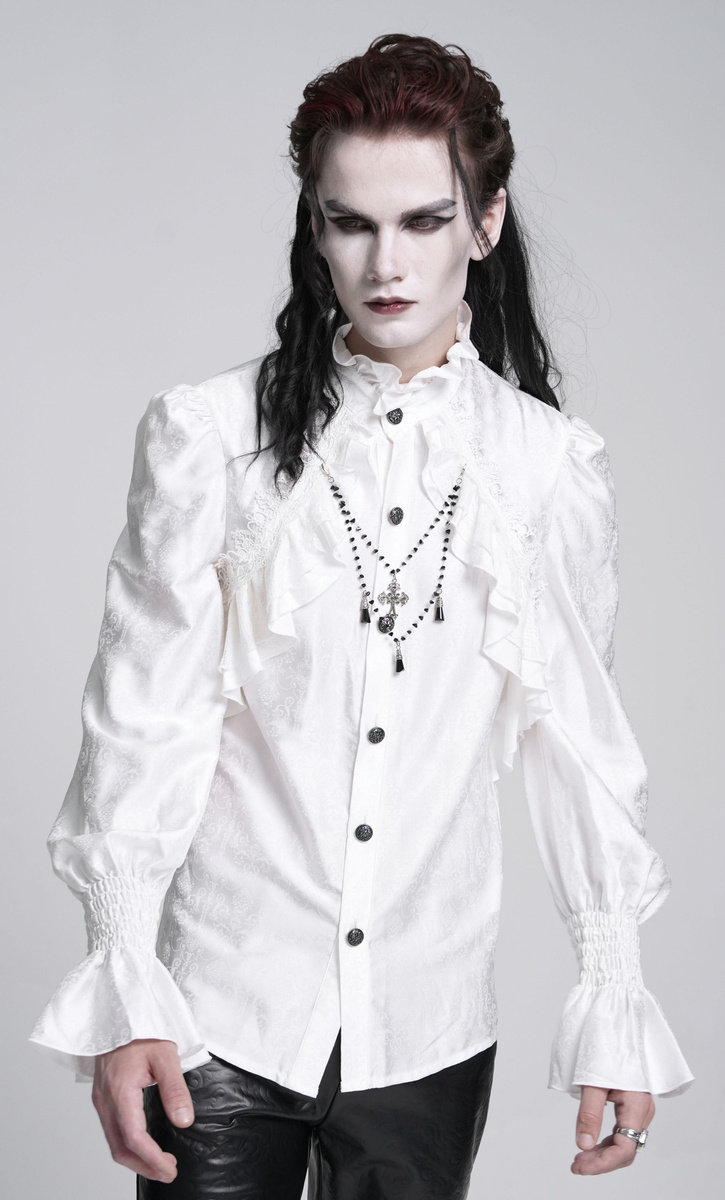 koszula męska DEVIL FASHION - WHITE GOTHIC VINTAGE-XXL