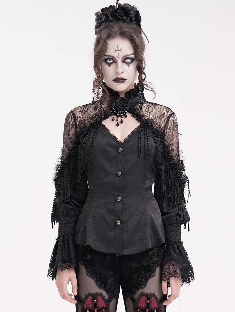 bluzka damska DEVIL FASHION - BLACK GOTHIC VINTAGE -L