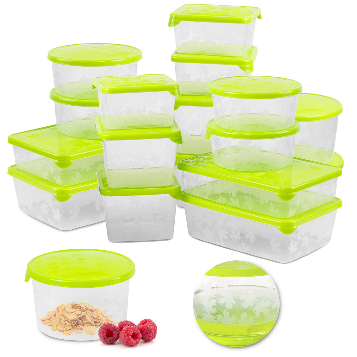 Zestaw Pojemników Plastikowych Do Żywności 17 Szt Pojemniki Zielone