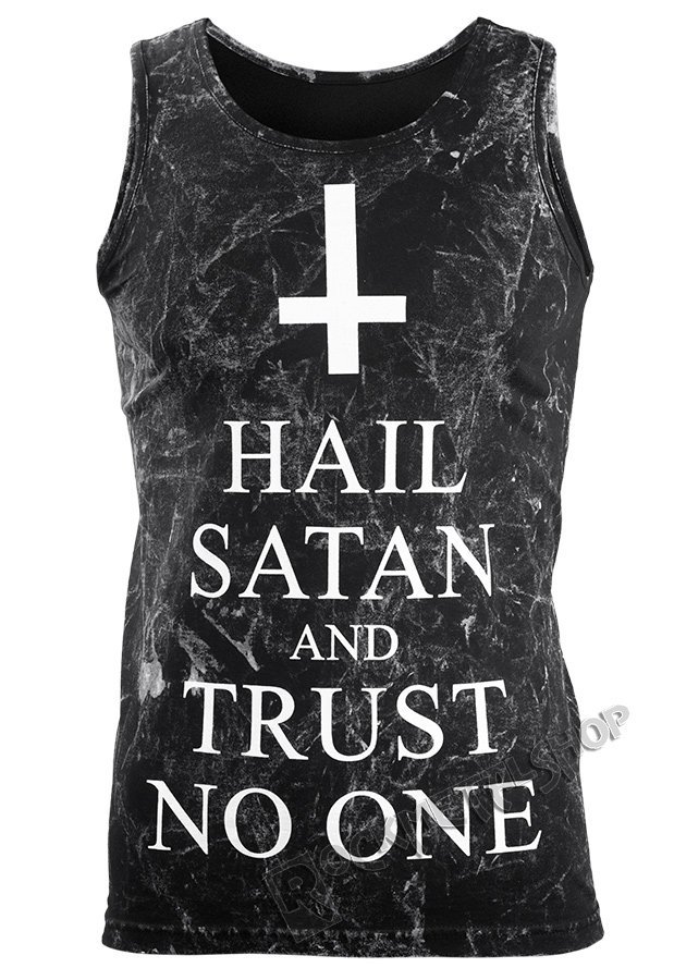 koszulka na ramiączkach AMENOMEN - HAIL SATAN AND TRUST NO ONE (OMEN095KR ALLPRINT WHITE)-S