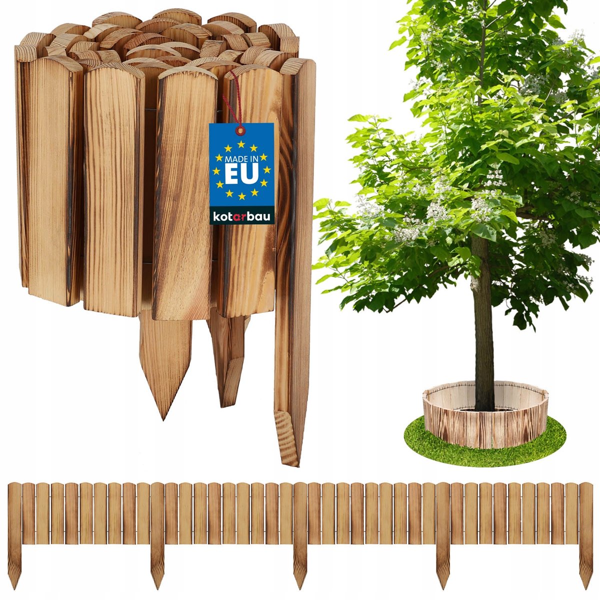 OBRZEŻE PALISADA OGRODOWA 200X20CM PŁOTEK TRAWNIKOWY WBIJANY DREWNO OPALANY