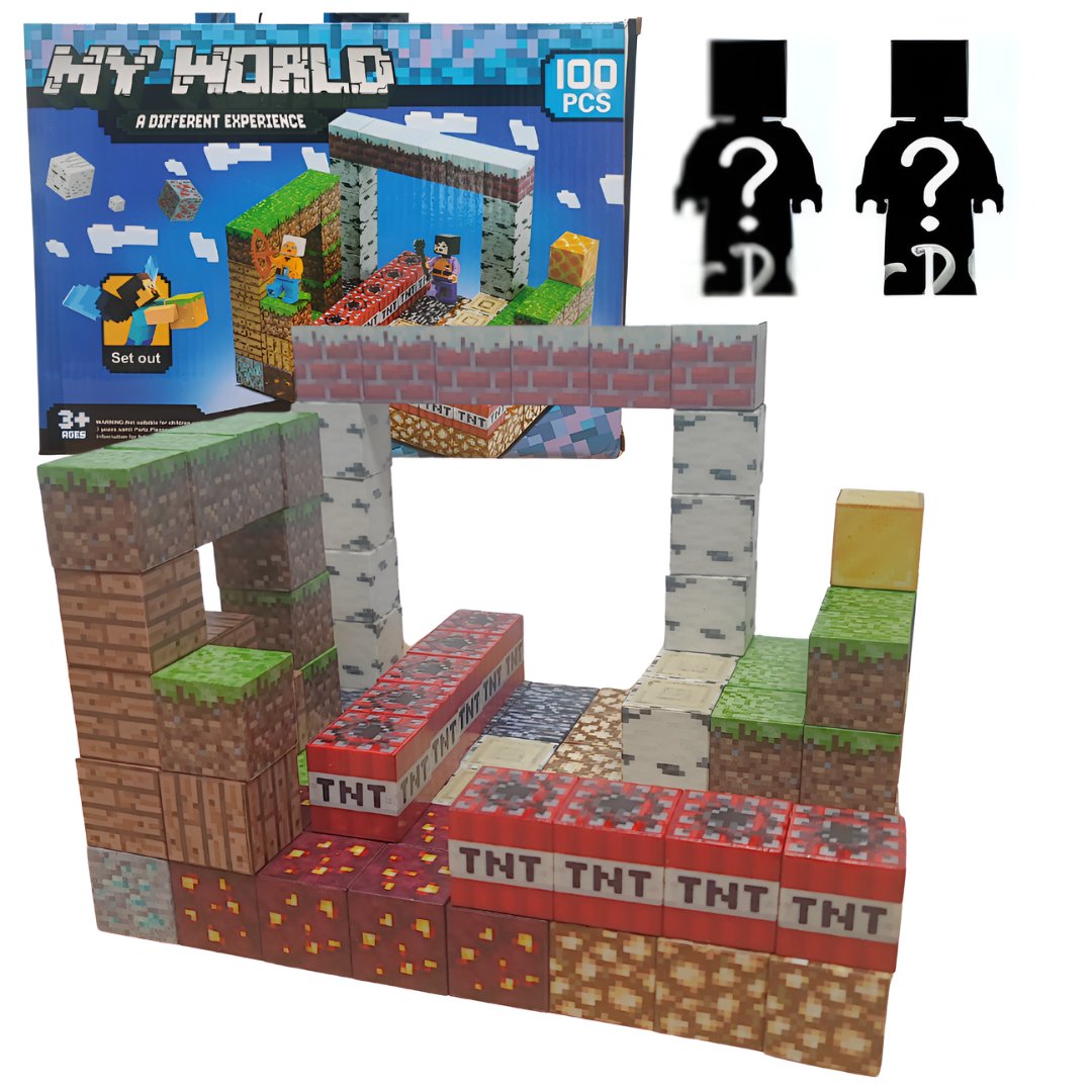 KLOCKI MAGNETYCZNE KONSTRUKCYJNE MINECRAFT MOCNE ZESTAW 100 el + 2 FIGURKI