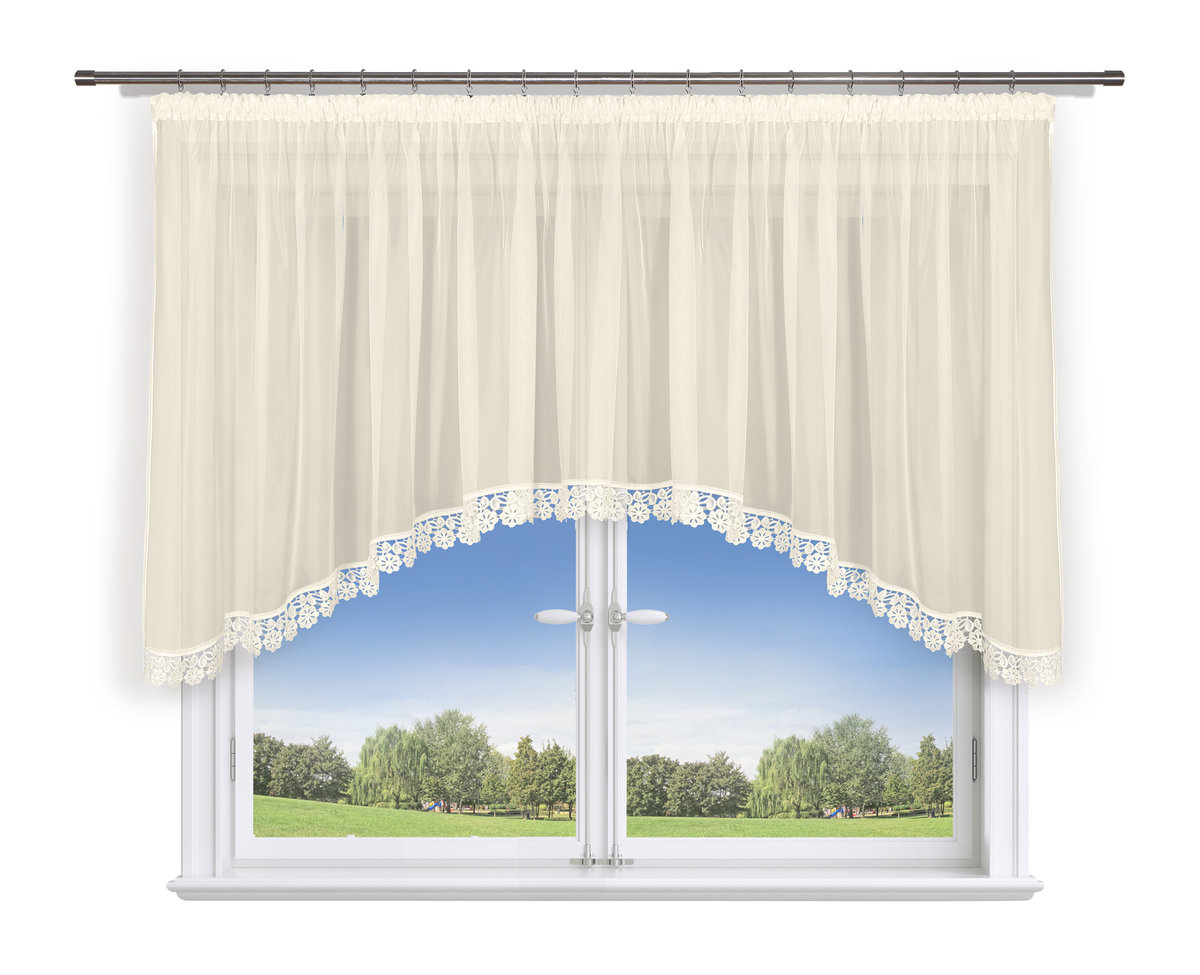 FIRANA GOTOWA 700X150,ŁUK,WOAL ECRU,GIPIURA 8CM