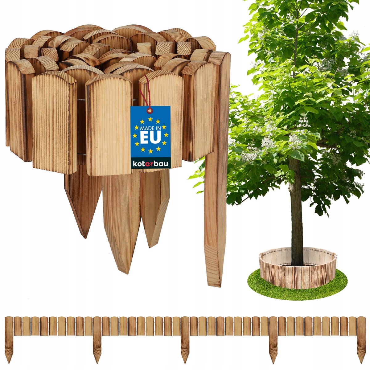 OBRZEŻE PALISADA OGRODOWA 200X10CM PŁOTEK TRAWNIKOWY WBIJANY DREWNO OPALANY