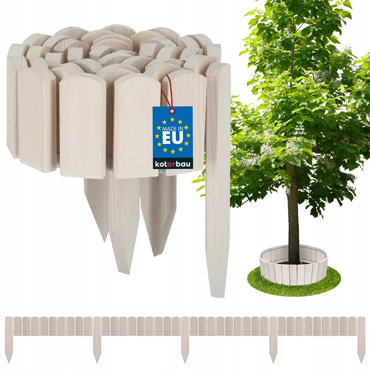 OBRZEŻE PALISADA OGRODOWA 200X10 CM PŁOTEK TRAWNIKOWY WBIJANY DREWNO BIAŁY