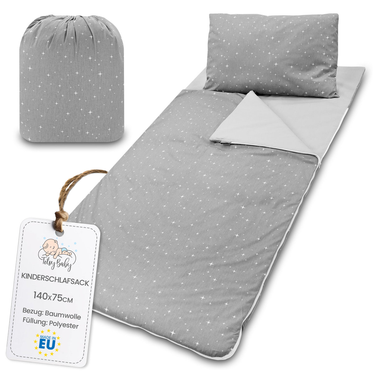 Śpiwór dziecięcy z poduszką i zamkiem błyskawicznym dla dziecka 3-7 lat - 140 x 75 cm śpiwór dziecięcy kryty do przedszkola kocyk do przedszkola śpi..