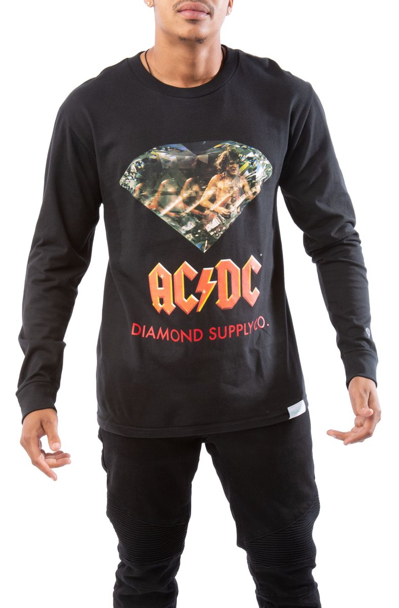 longsleeve AC/DC - DIAMOND SUPPLY C.O. BLACK-XXL