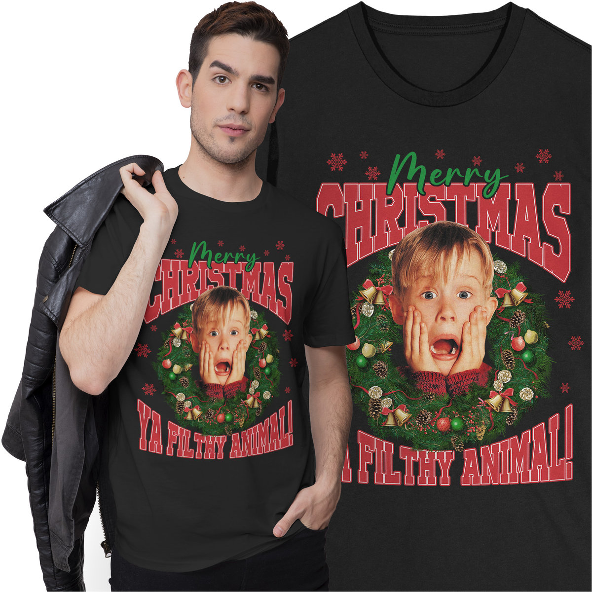 Świąteczna Koszulka Prezent na Święta Kevin Sam w Domu Merry Christmas