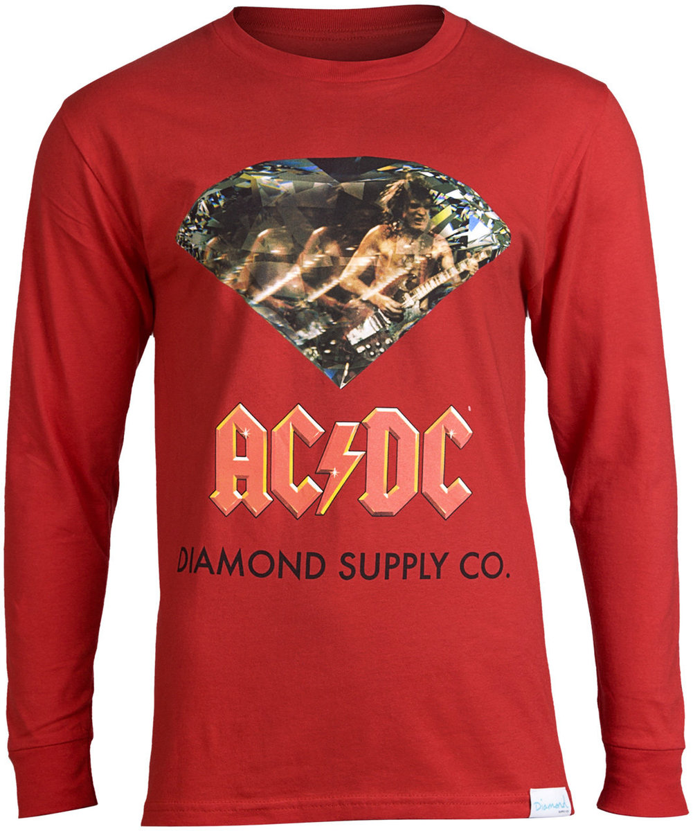 longsleeve AC/DC - DIAMOND SUPPLY C.O. RED-XL