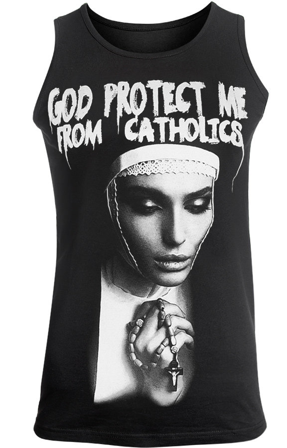 koszulka na ramiączkach AMENOMEN - GOD PROTECT ME FROM CATHOLICS (OMEN098KR)-XXL