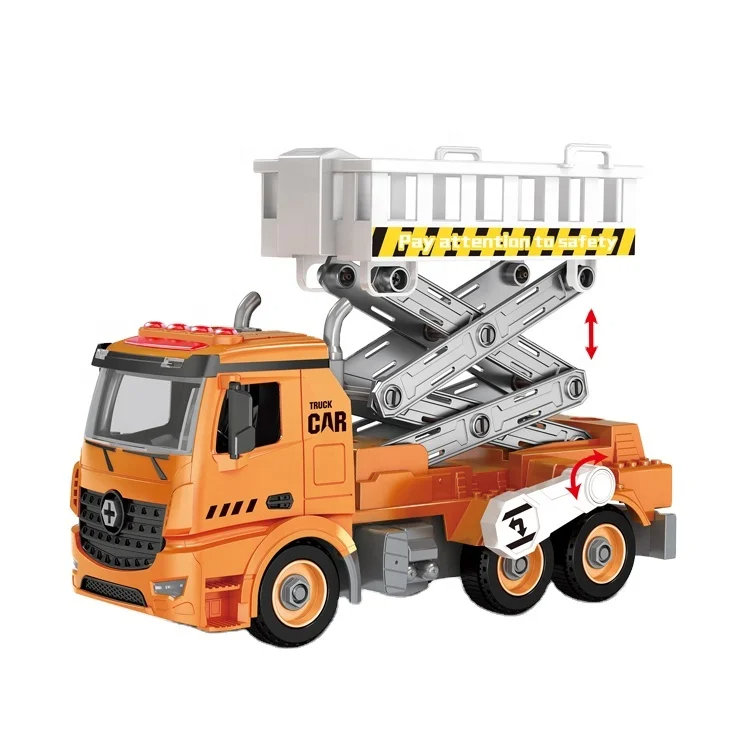 Ciężarówka DIY z efektami dźwiękowymi i świetlnymi, ciężarówkę można skręcać i rozkręcać wielokrotnie, nauka mechaniki i dokładności, wiele części r..