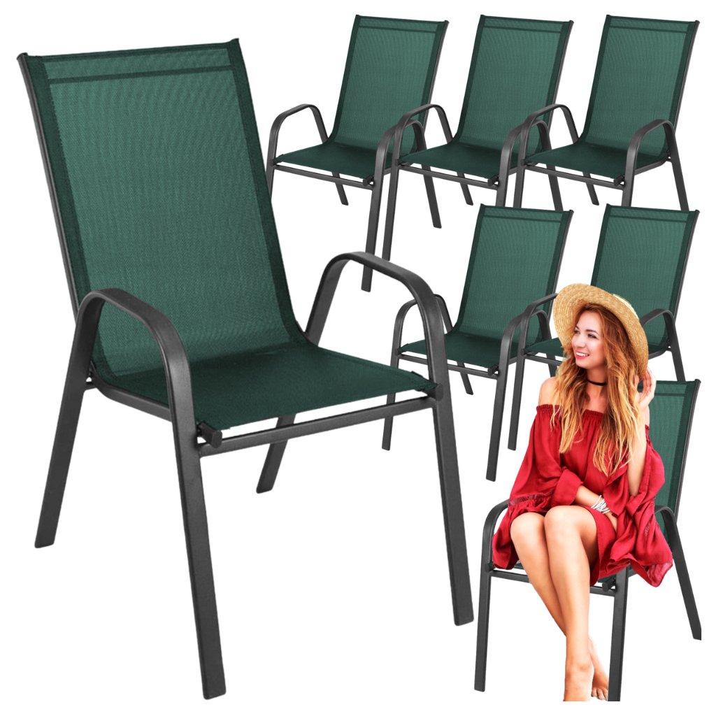 krzesło ogrodowe metalowe zielone 6 sztuk