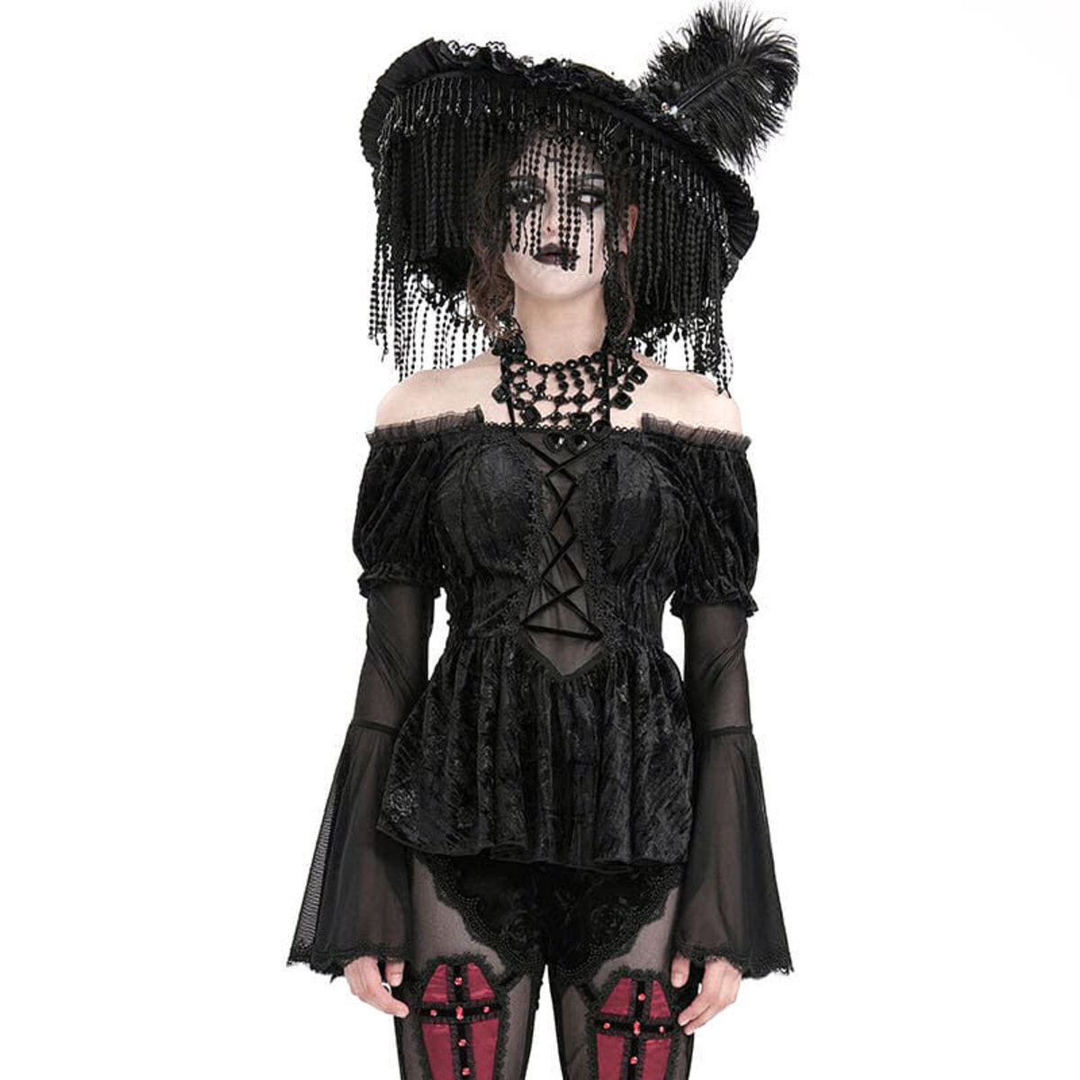 bluzka damska DEVIL FASHION - BLACK GOTHIC VINTAGE SEXY -XL