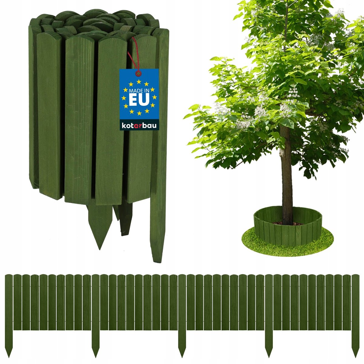 OBRZEŻE PALISADA OGRODOWA 200X30CM PŁOTEK TRAWNIKOWY WBIJANY DREWNO ZIELONY