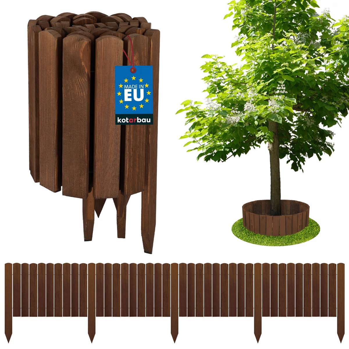 OBRZEŻE PALISADA OGRODOWA 200X30CM PŁOTEK TRAWNIKOWY WBIJANY DREWNO BRĄZOWY