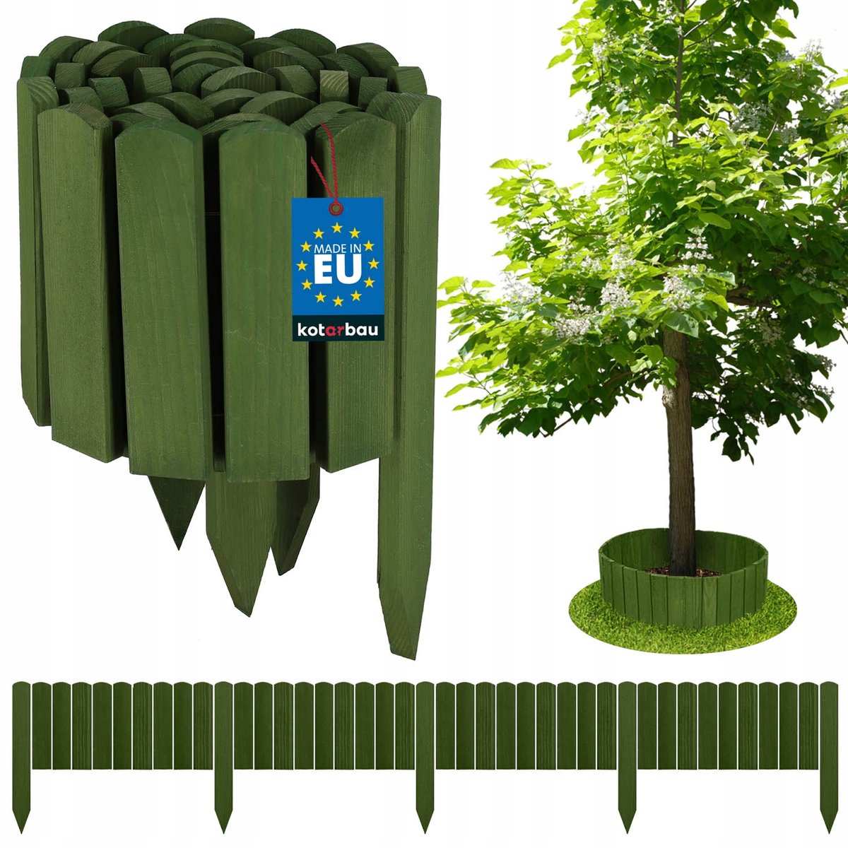 OBRZEŻE PALISADA OGRODOWA 200X20 CM PŁOTEK DREWNO OGRODOWY WBIJANY ZIELONY