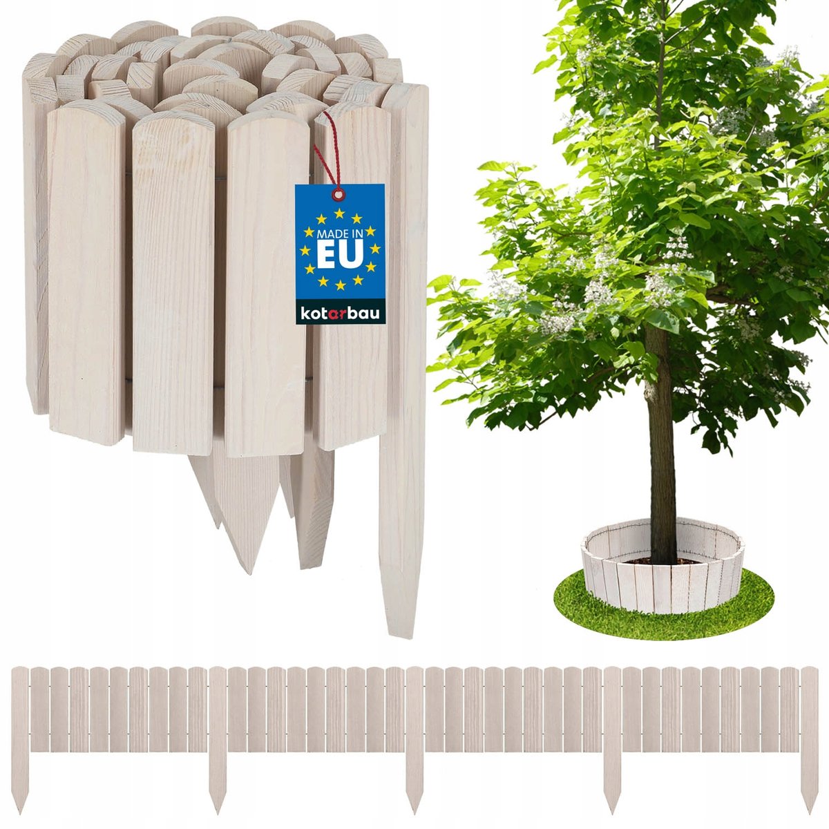 OBRZEŻE PALISADA OGRODOWA 200X20 CM PŁOTEK TRAWNIKOWY WBIJANY DREWNO BIAŁY