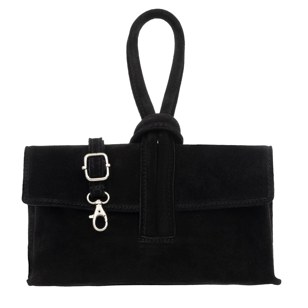 Torebka Damska Zamszowa Vera Pelle Nodo Czarna