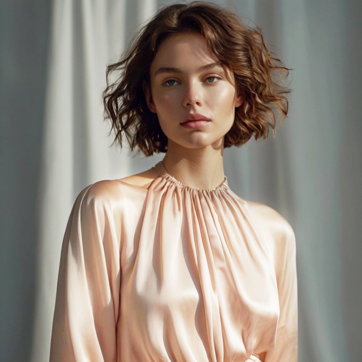 Tkanina ubraniowa satyna z lycrą - morelowy 5