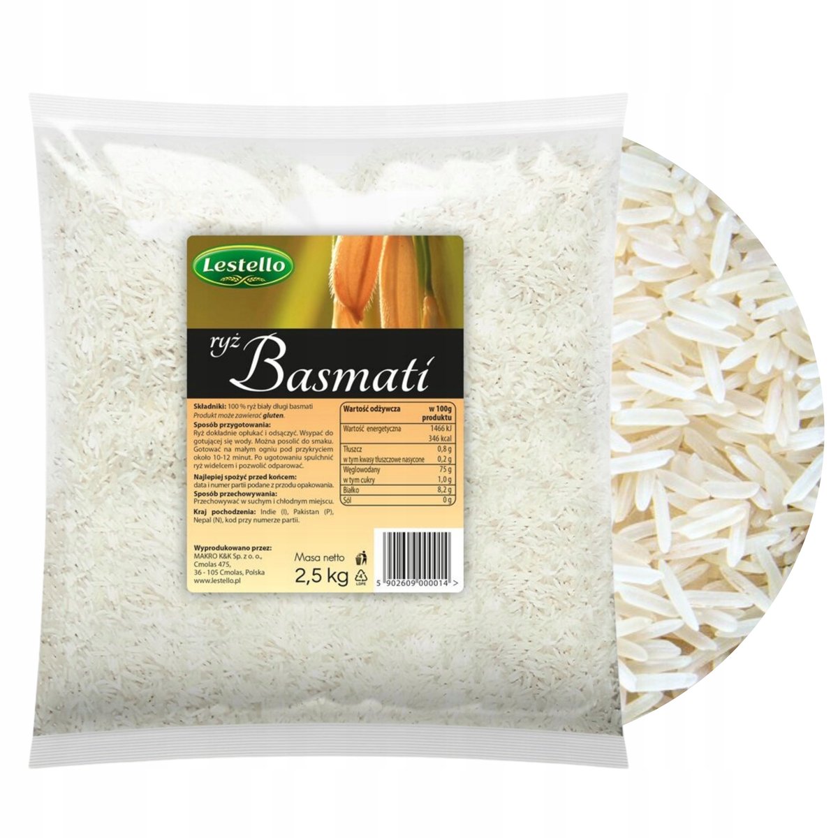Ryż basmati 2,5KG Lestello
