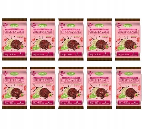 WAFLE Z CIECIERZYCY W CZEKOLADZIE Z MALINĄ 10 SZTUK x 36G VEGE LESTELLO