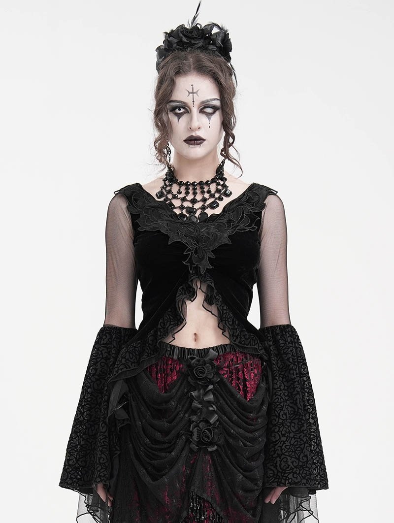 bluzka damska DEVIL FASHION - BLACK GOTHIC RETRO SEXY -XL
