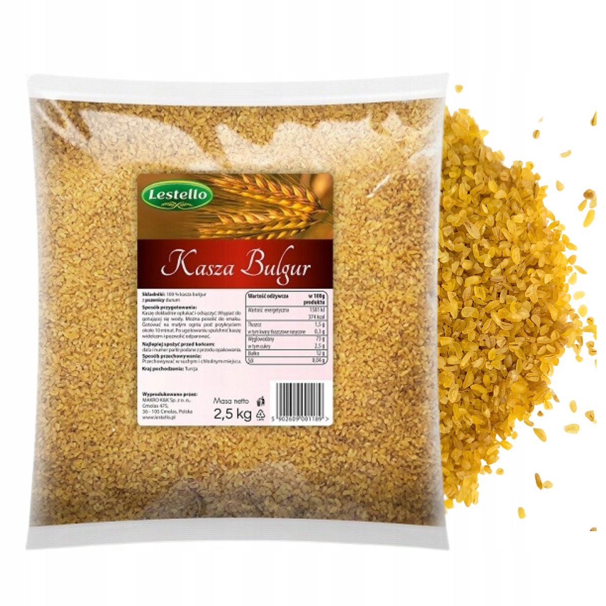 KASZA BULGUR 2,5 KG VEGE NATURALNA LESTELLO