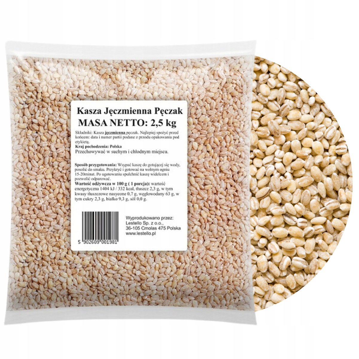 Kasza jęczmienna pęczak 2,5kg Lestello