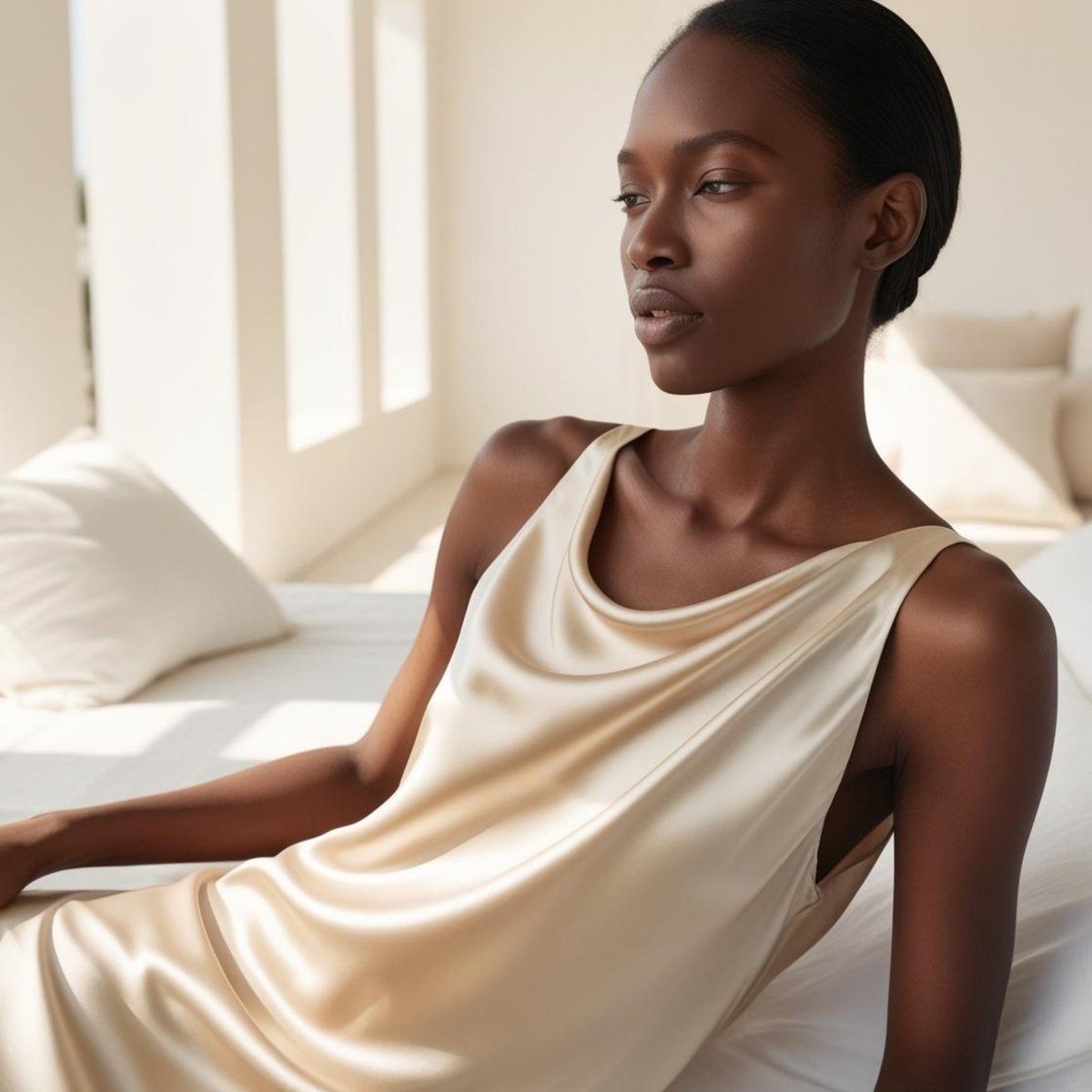 Tkanina ubraniowa Satyna Armani / Sztuczny jedwab - ciemny beż 18