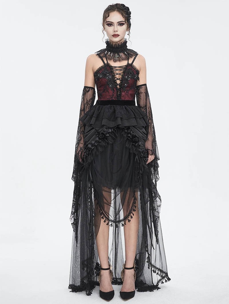 top DEVIL FASHION - BLACK AND RED SEXY GOTHIC -M
