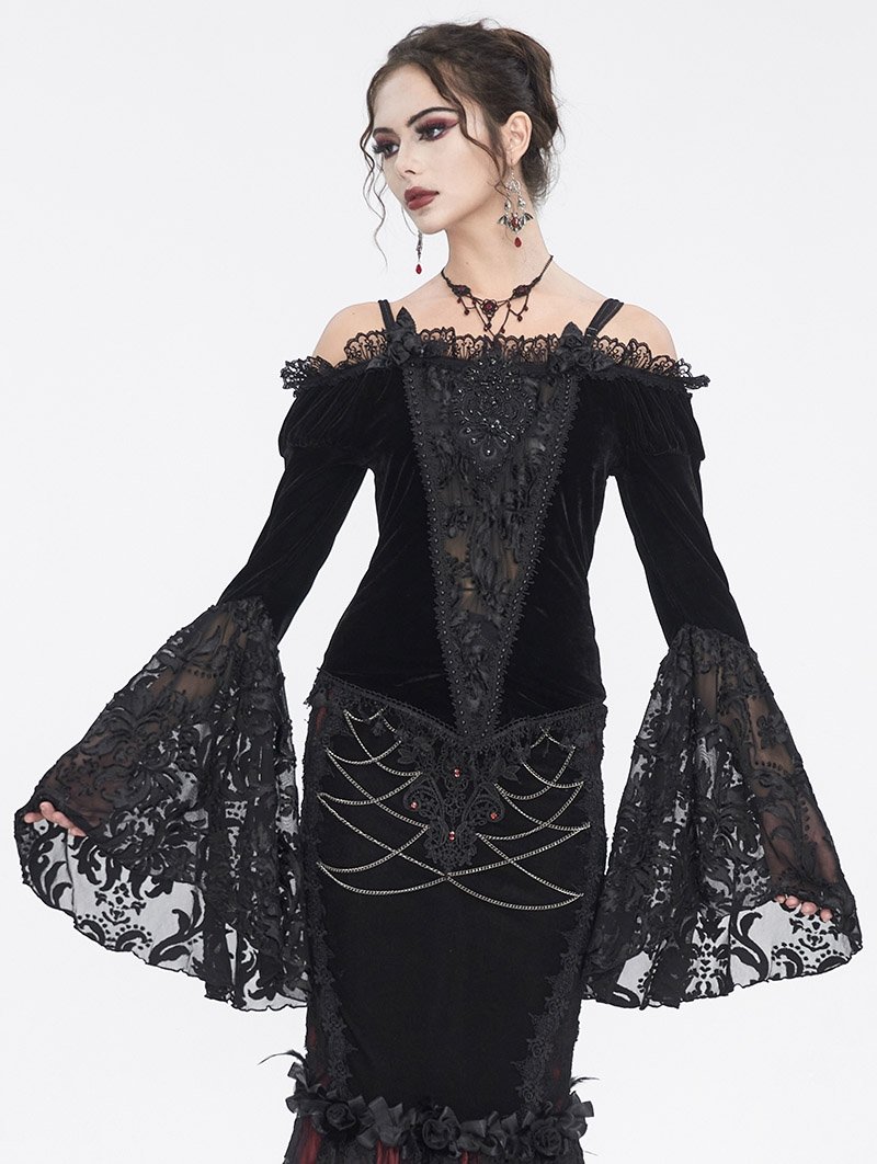 bluzka damska DEVIL FASHION - BLACK VINTAGE GOTHIC-S