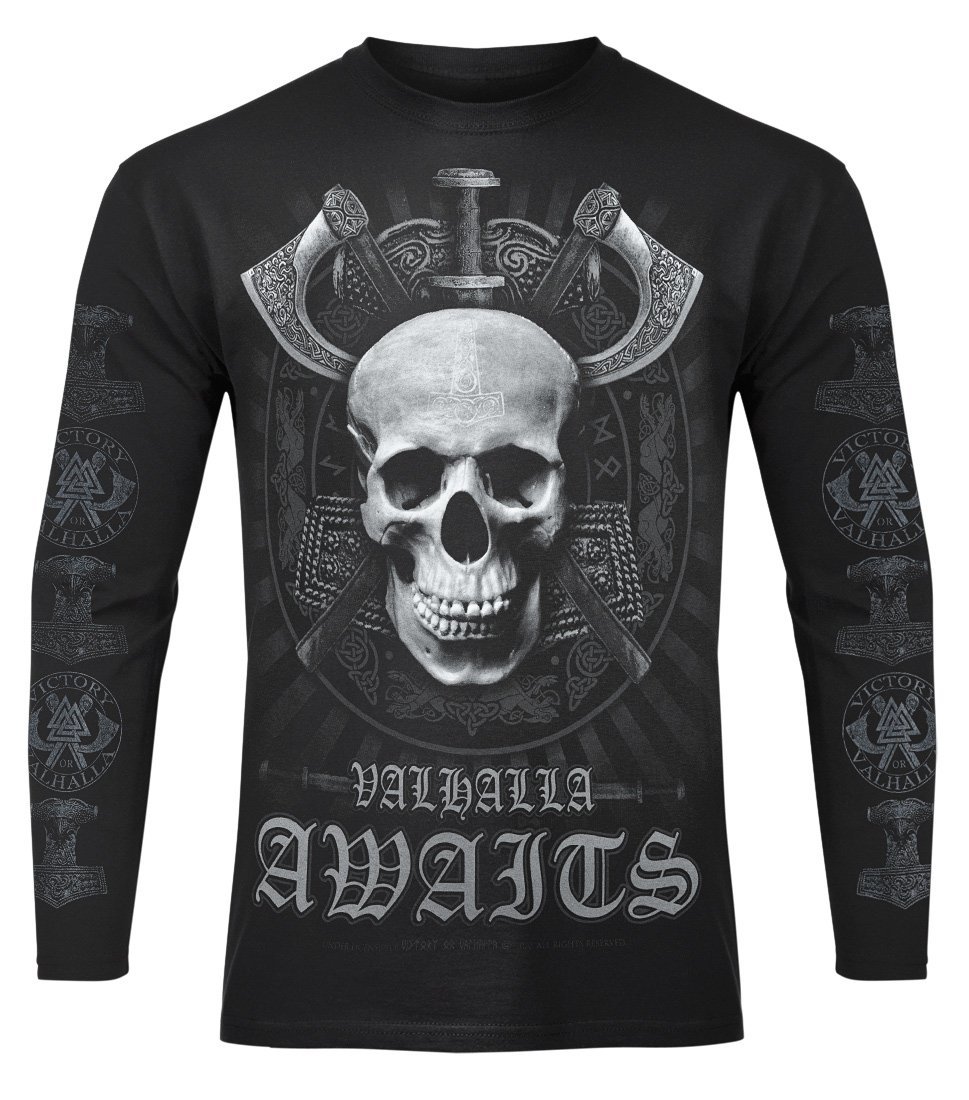 longsleeve VICTORY OR VALHALLA - SKULL-S