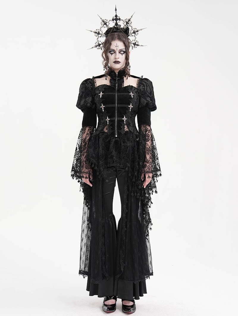 bluzka damska DEVIL FASHION - BLACK VINTAGE GOTHIC -L