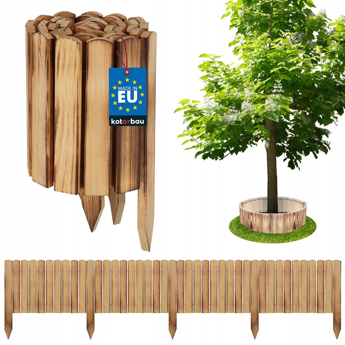 OBRZEŻE PALISADA OGRODOWA 200X30CM PŁOTEK TRAWNIKOWY WBIJANY DREWNO OPALANY