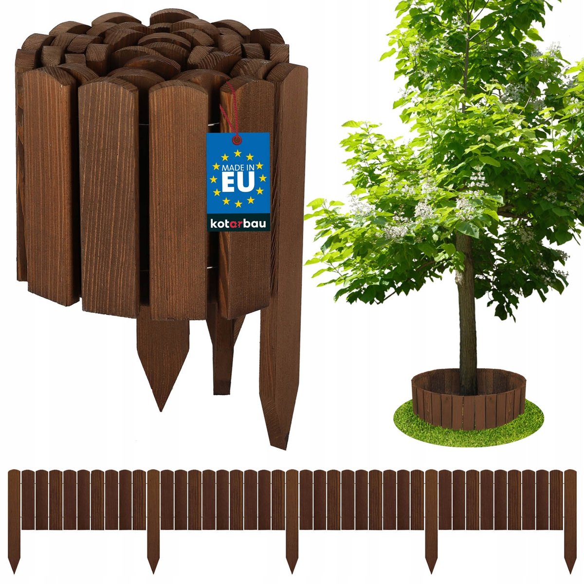 OBRZEŻE PALISADA OGRODOWA 200X20CM PŁOTEK TRAWNIKOWY WBIJANY DREWNO BRĄZOWY