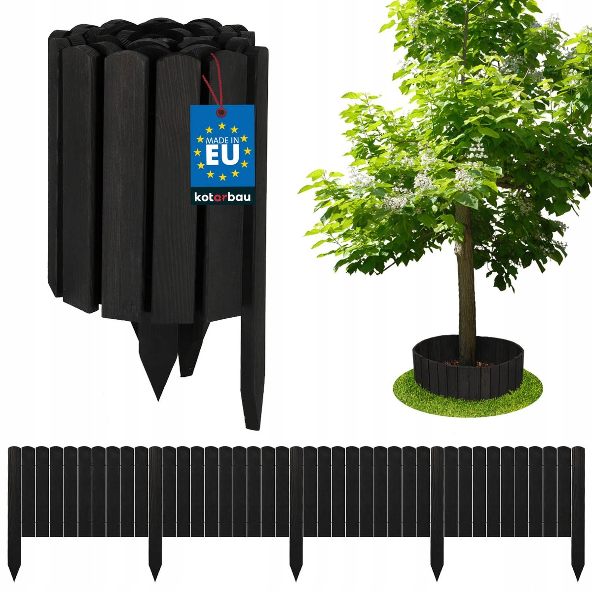 OBRZEŻE PALISADA OGRODOWA 200X30 CM PŁOT TRAWNIKOWY WBIJANY DREWNO ANTRACYT