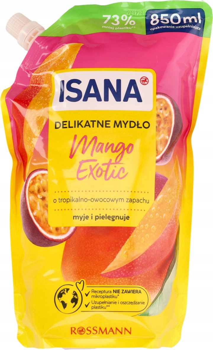 Isana Mango Exotic Milde Seife Tropikalne Łagodne Mydło Do Rąk Zapas 850 Ml
