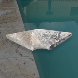 Tiles Trawertyn 3 cm Kamień Brzegowy narożnik Silver Latte 40,6x35 Obrzeża do basenu Bullnose