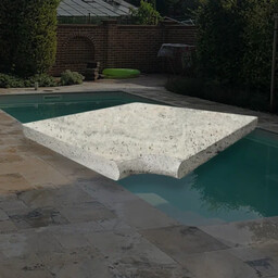 Tiles Trawertyn 3 cm Kamień Brzegowy narożnik Ash 40,6x35 Obrzeża do basenu Bullnose