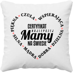 Certyfikat najlepszej mamy na świecie v2 - poduszka na prezent