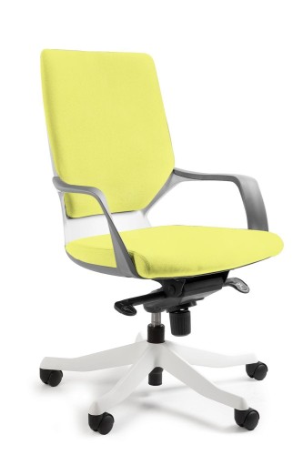 Fotel biurowy, obrotowy, Apollo M, biały, mustard