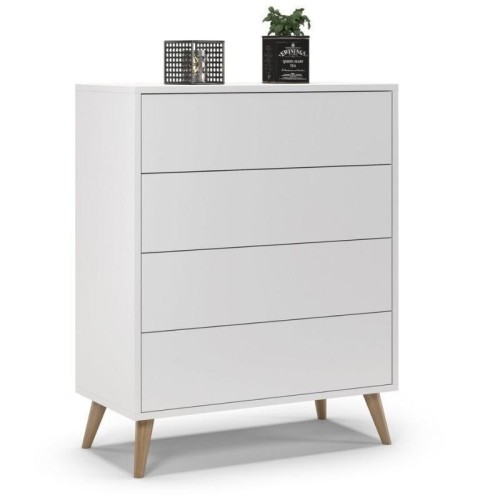 Komoda do salonu, sypialni, SKAND, 80x40x100 cm, biel, mat