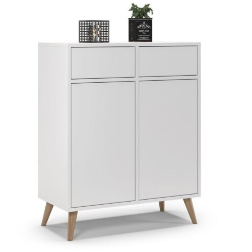 Komoda na nóżkach do sypialni, SKAND, 80x40x100 cm, biel, mat