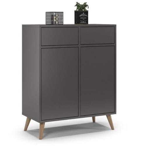 Komoda na nóżkach do sypialni, SKAND, 80x40x100 cm, grafit, mat